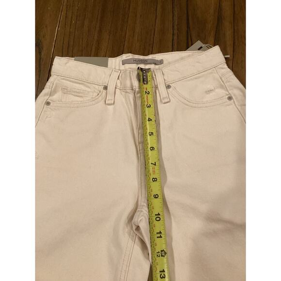 Hudson Freya Low Rise Skater Shorts White Denim Bermuda Wide Leg Raw Hem Size 23 - Picture 7 of 12